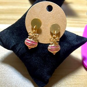 Gold and pink holiday earrings